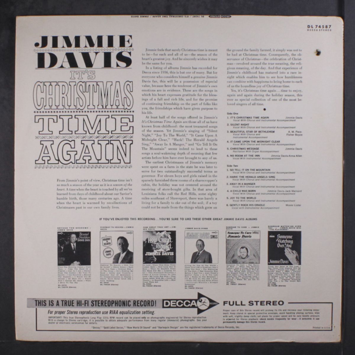 it's christmas time again by JIMMIE DAVIS