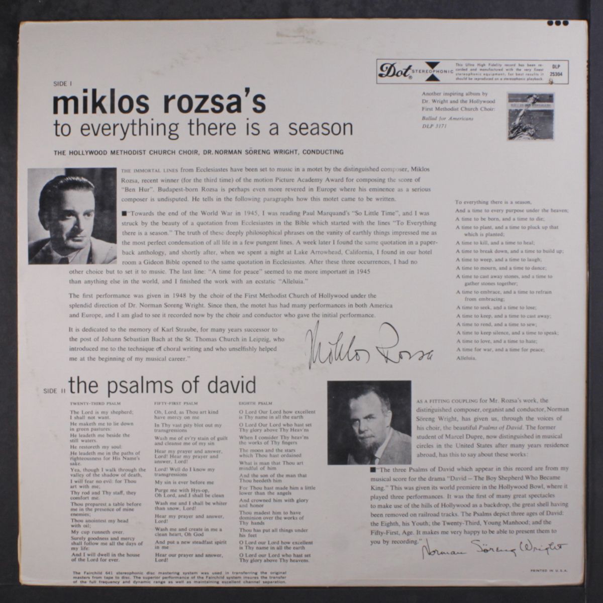 to everything there is a season by MIKLOS ROZSA