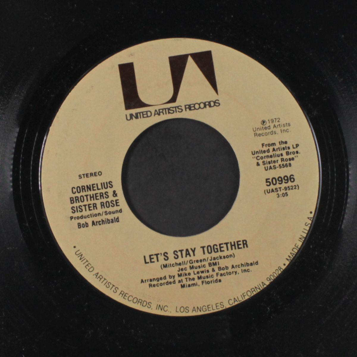 i'm never gonna be alone anymore / let's stay together by CORNELIUS BROTHERS & SISTER ROSE