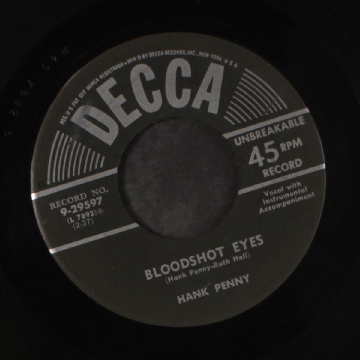 bloodshot eyes / a letter from home by HANK PENNY