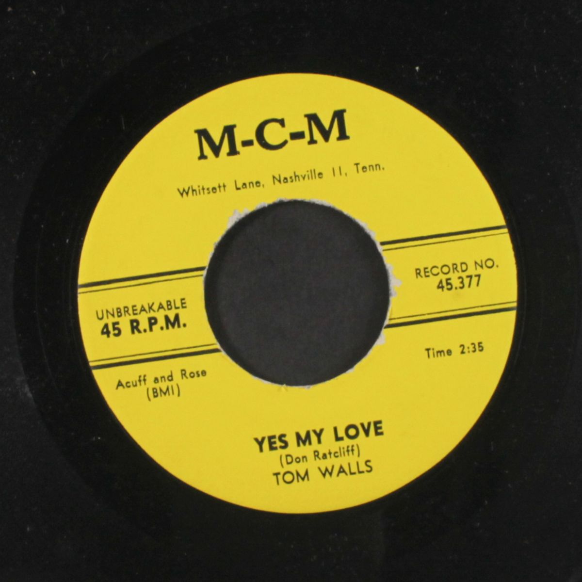 without your love / yes my love by TOM WALLS