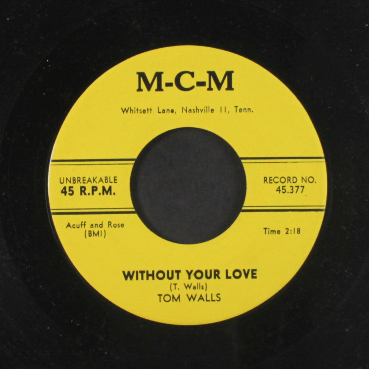 without your love / yes my love by TOM WALLS
