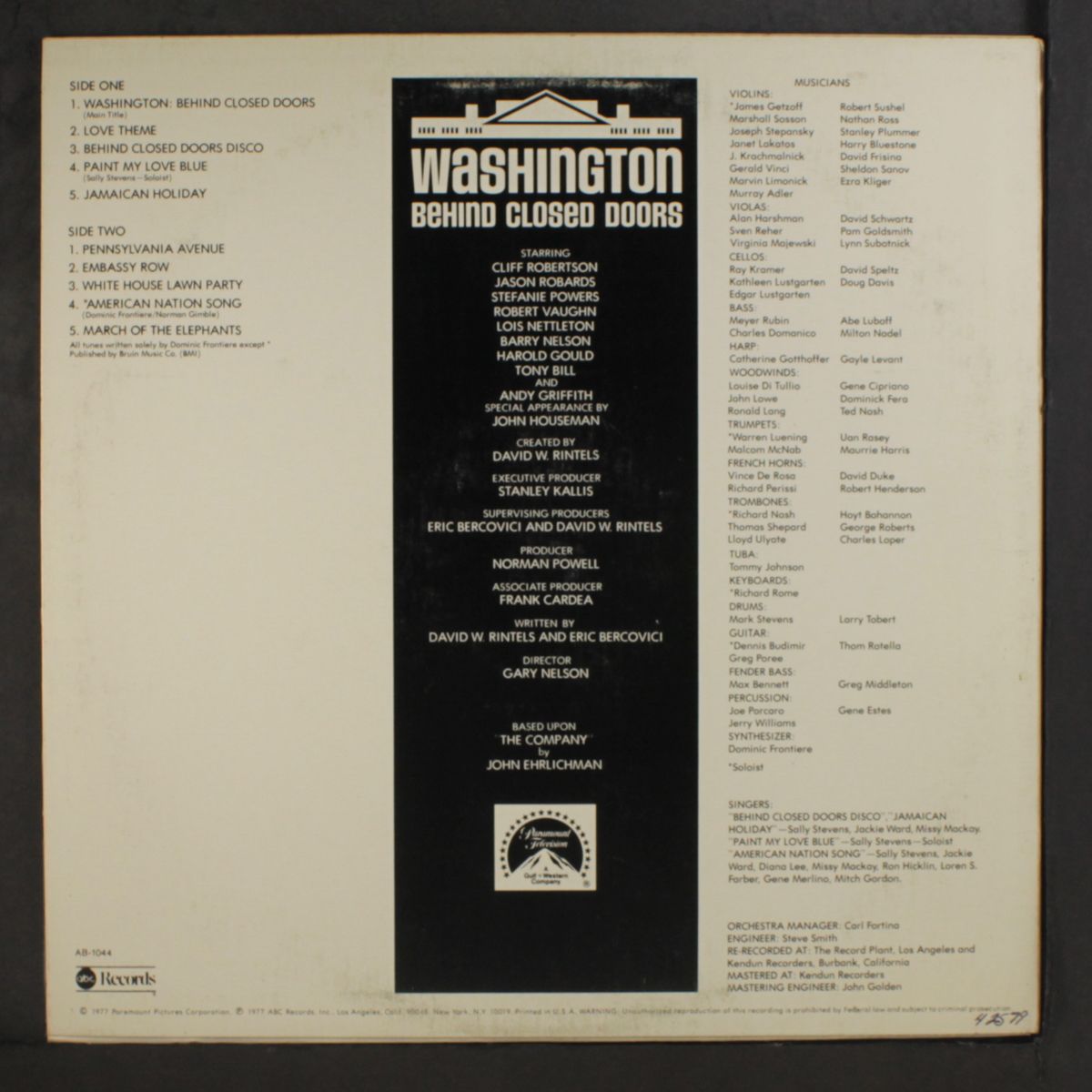 washington behind closed doors by TV SOUNDTRACK