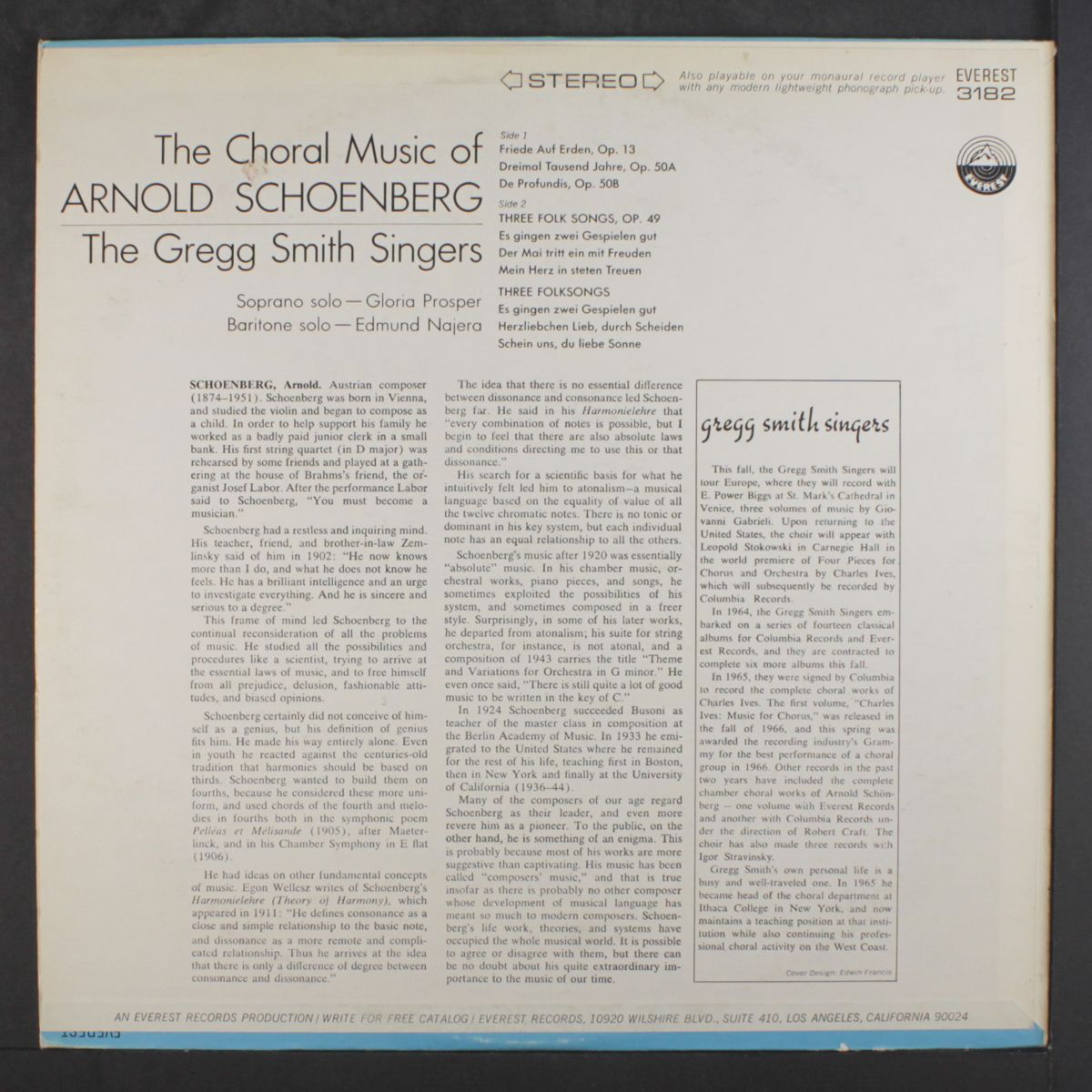 the choral music of schoenberg by GREGG SMITH SINGERS