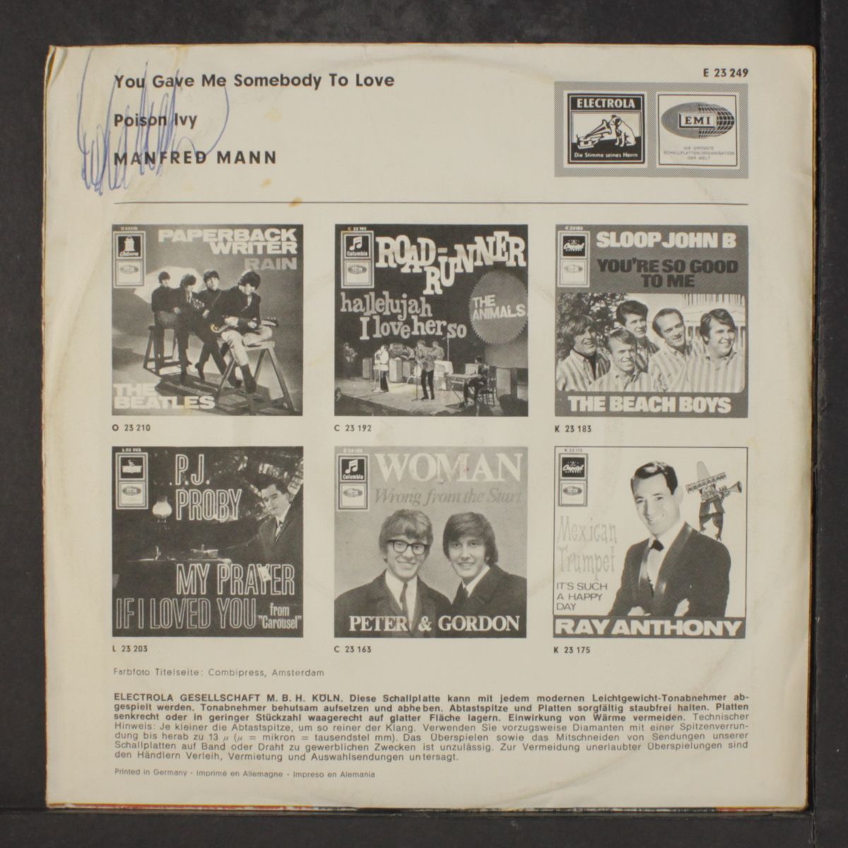 you gave me somebody to love / poison ivy by MANFRED MANN