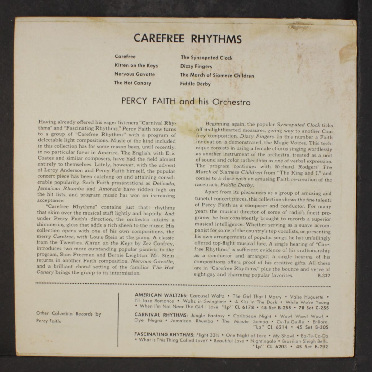 carefree rhythms by PERCY FAITH