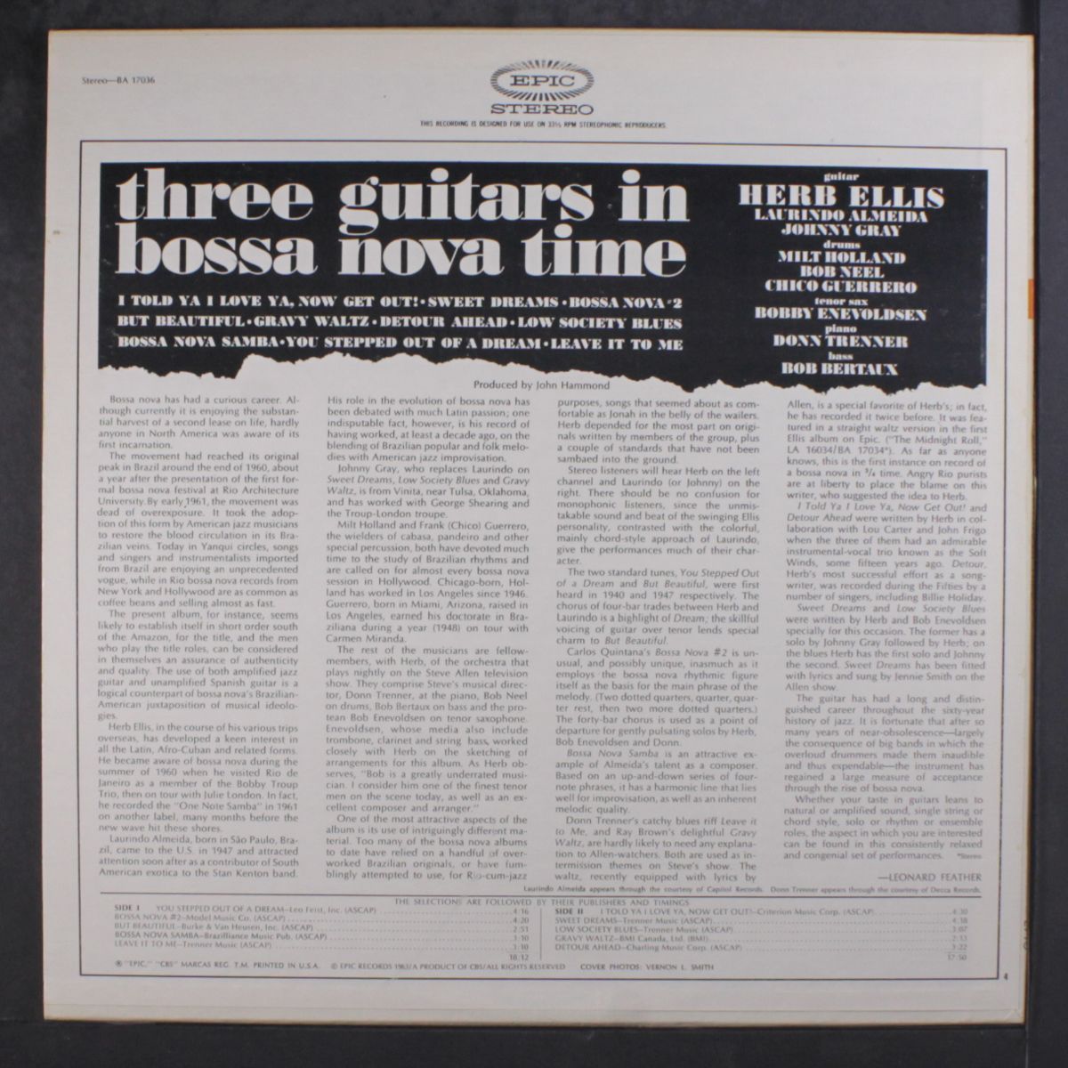 three guitars in bossa nova time by HERB ELLIS, LAURINDO ALMEIDA, JOHNNY GRAY
