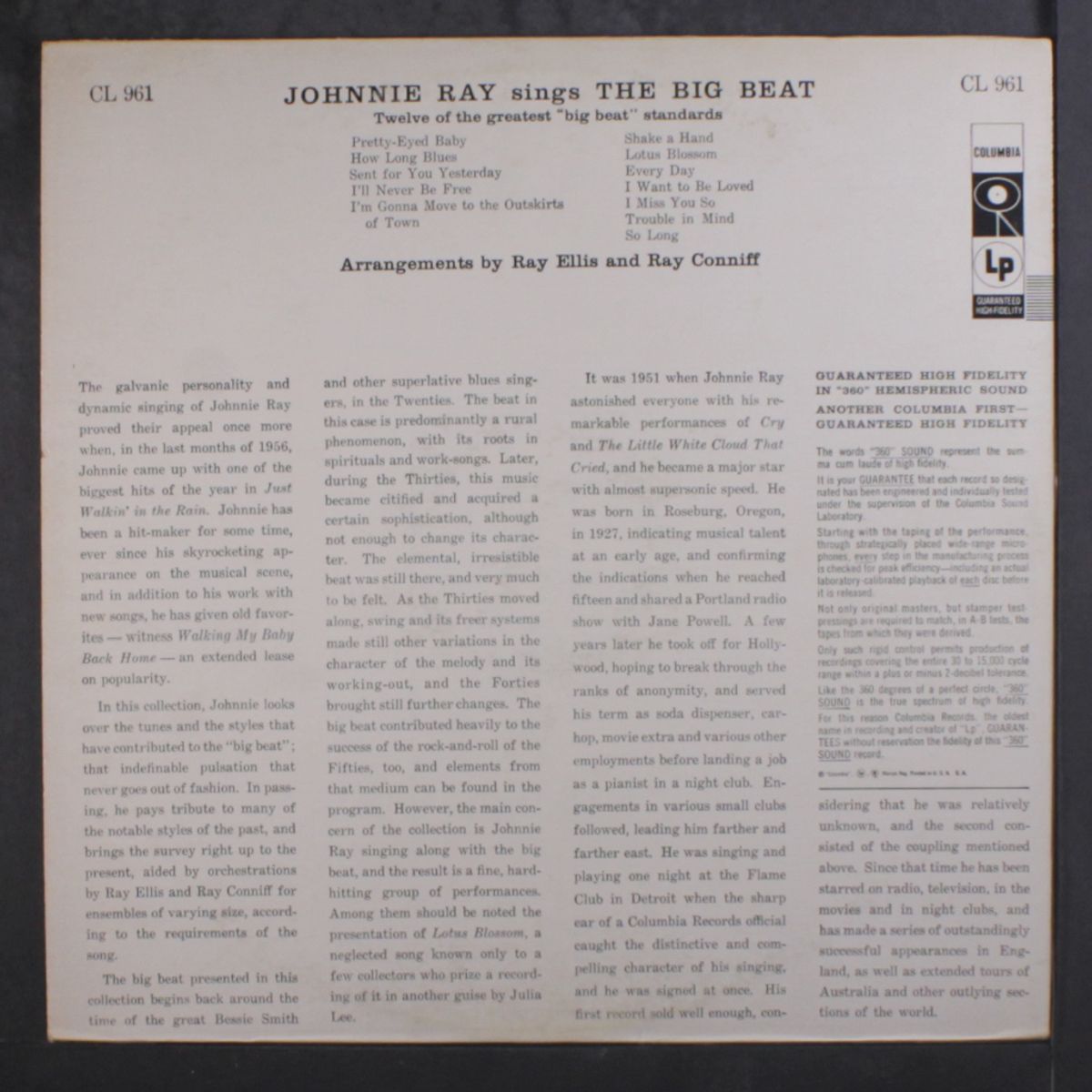 sings the big beat by JOHNNIE RAY