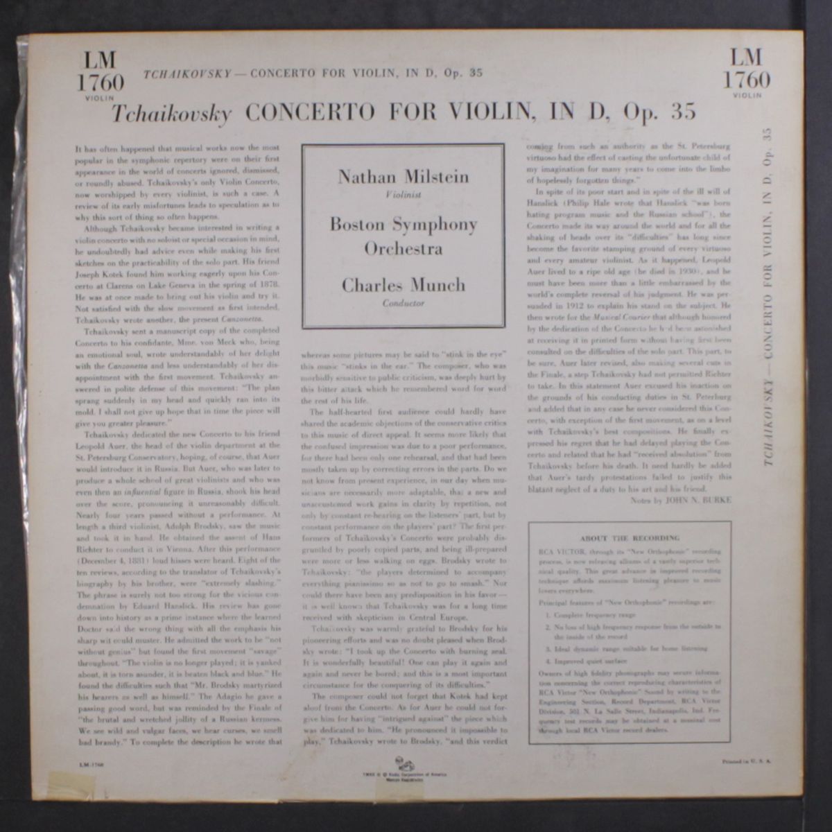 tchaikovsky: violin concerto by NATHAN MILSTEIN