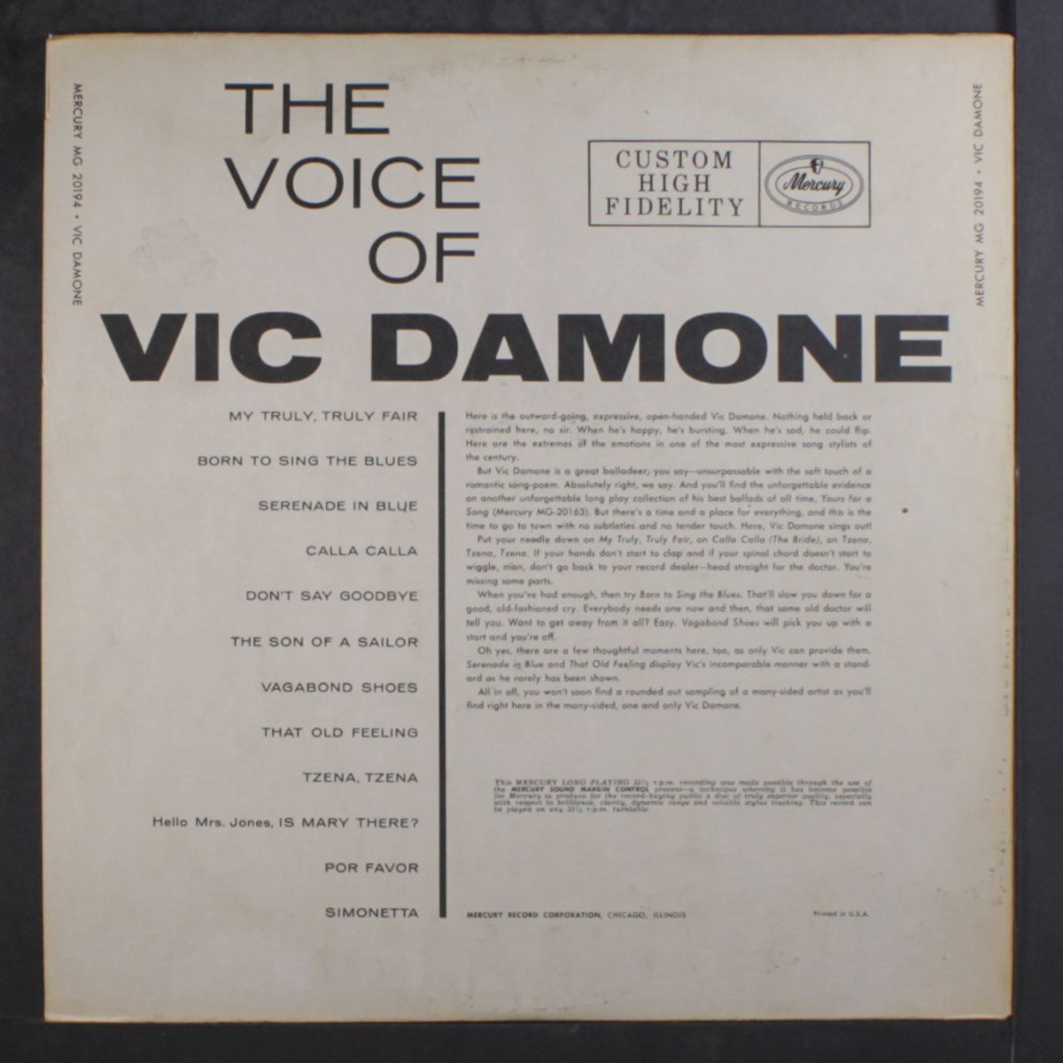 the voice of by VIC DAMONE