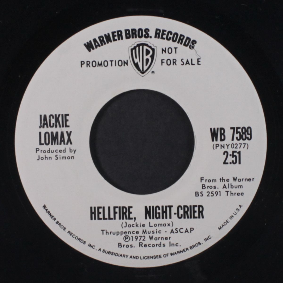 roll on / hellfire, night-crier by JACKIE LOMAX