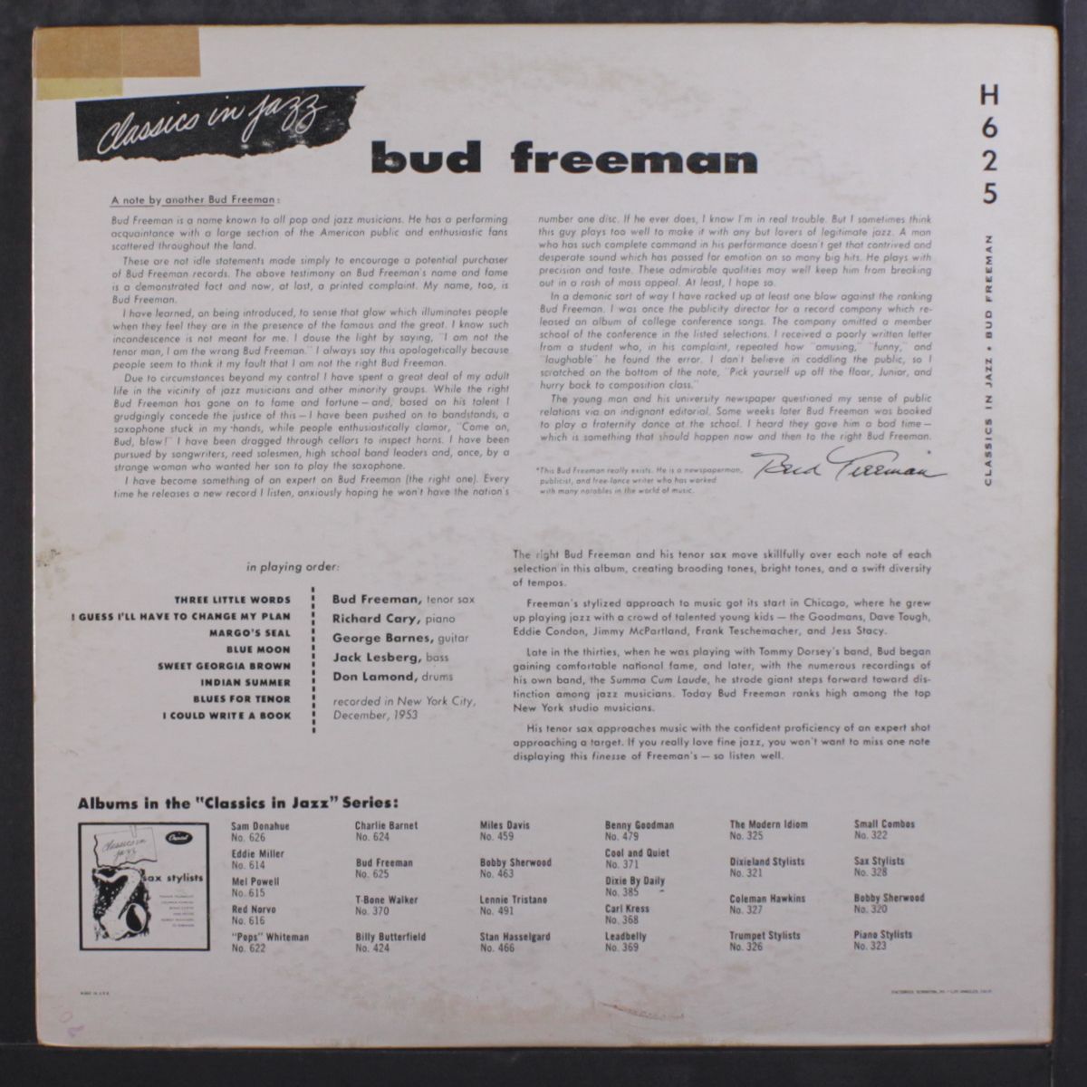 classics in jazz by BUD FREEMAN