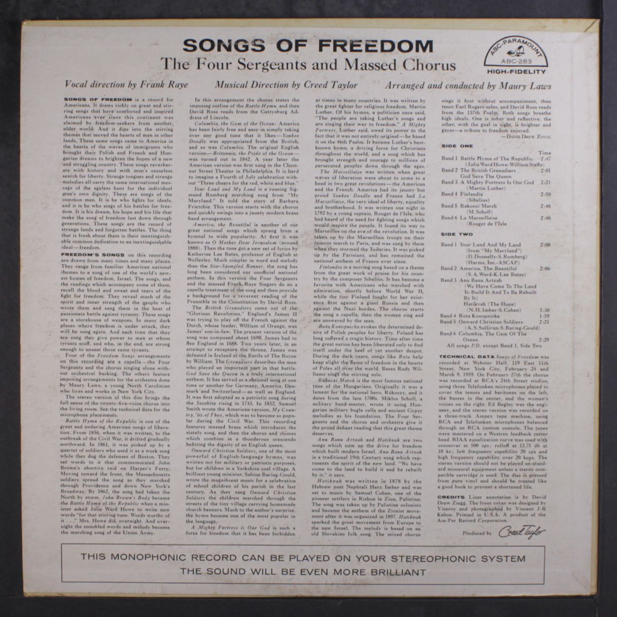 songs of freedom by FOUR SERGEANTS