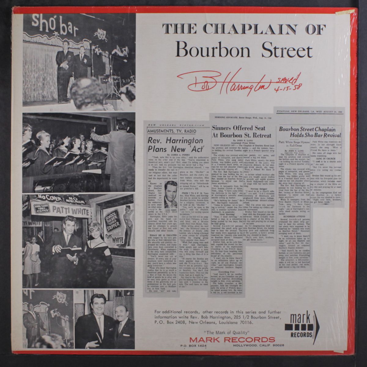 the chaplain of bourbon street by BOB HARRINGTON