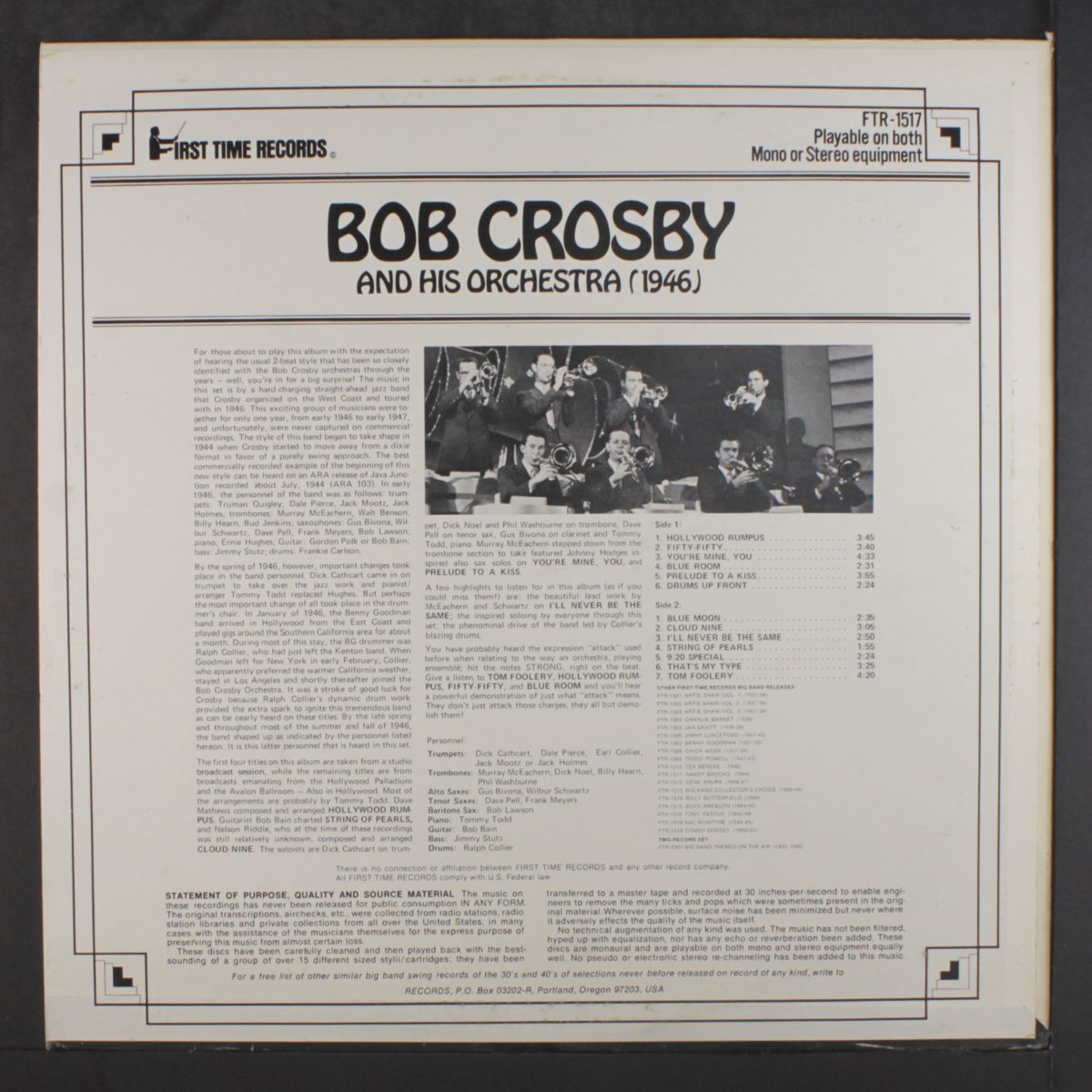 instrumentals never before on record by BOB CROSBY
