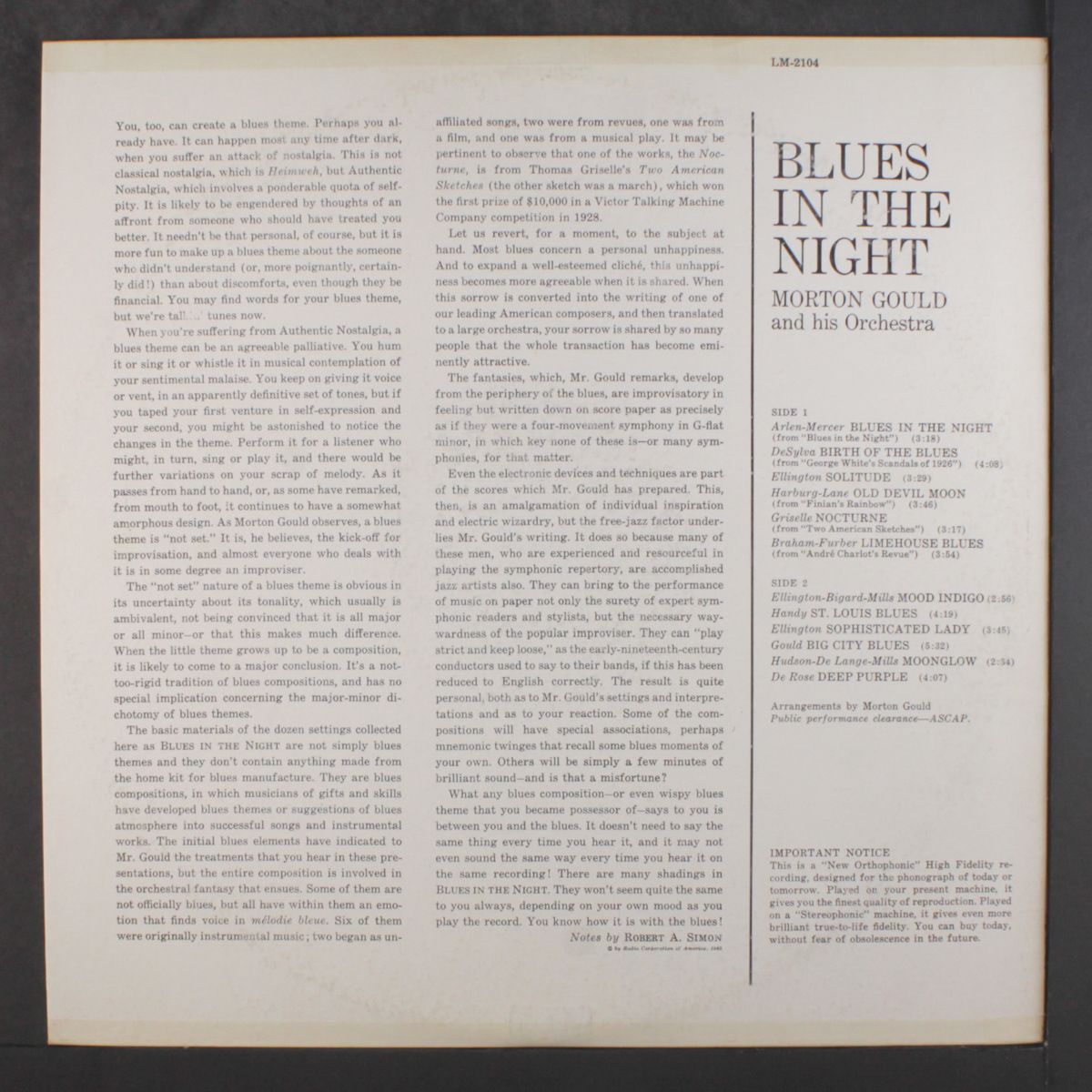 blues in the night by MORTON GOULD