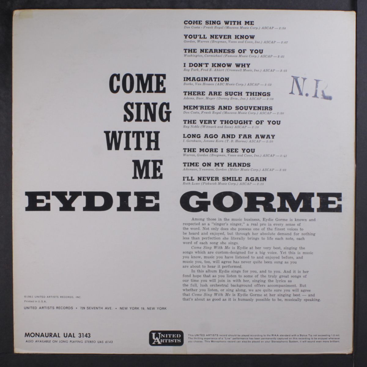 come sing with me by EYDIE GORME