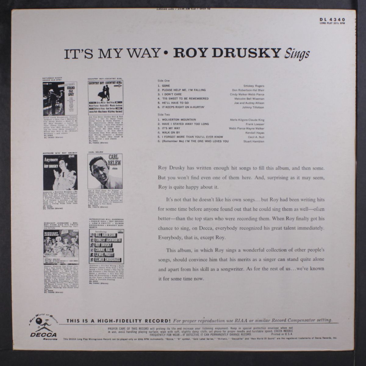 it's my way by ROY DRUSKY