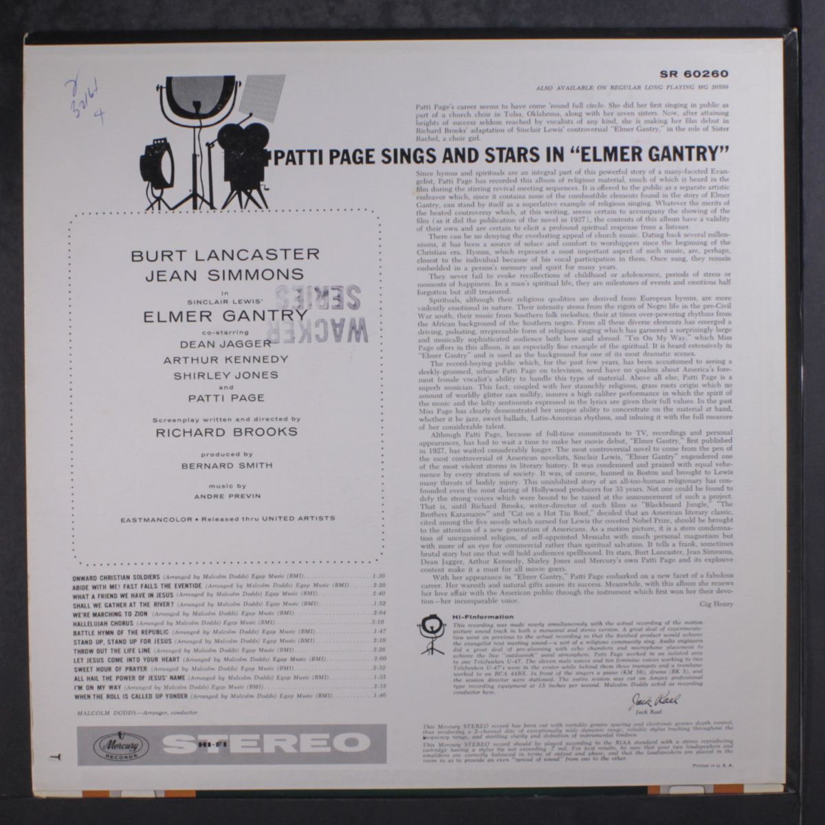 sings and stars in elmer gantry by PATTI PAGE