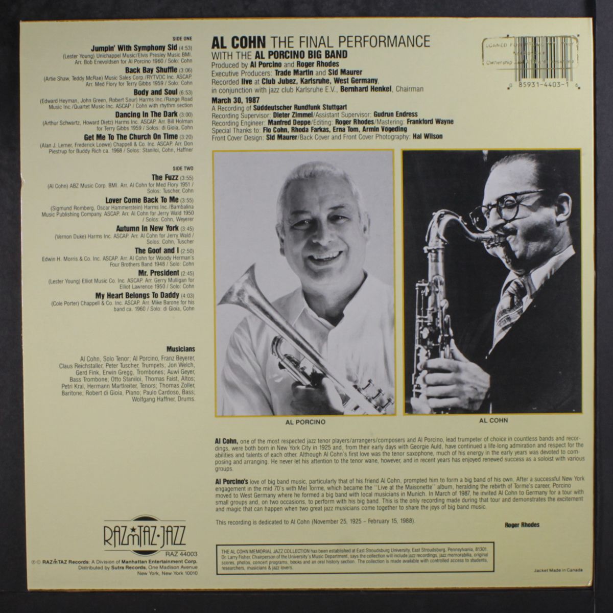 the final performance, vol. 1 by AL COHN