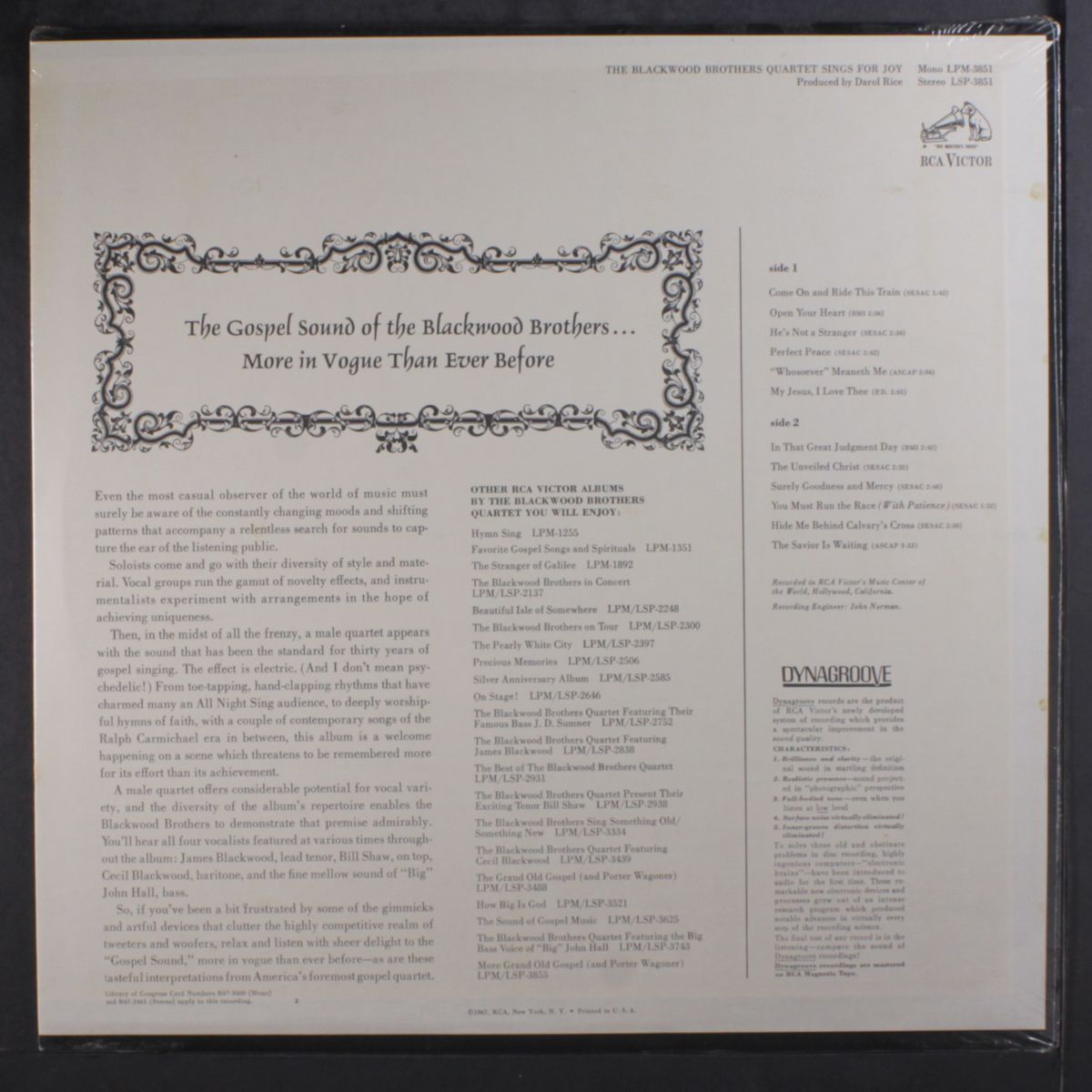 sings for joy by BLACKWOOD BROTHERS QUARTET