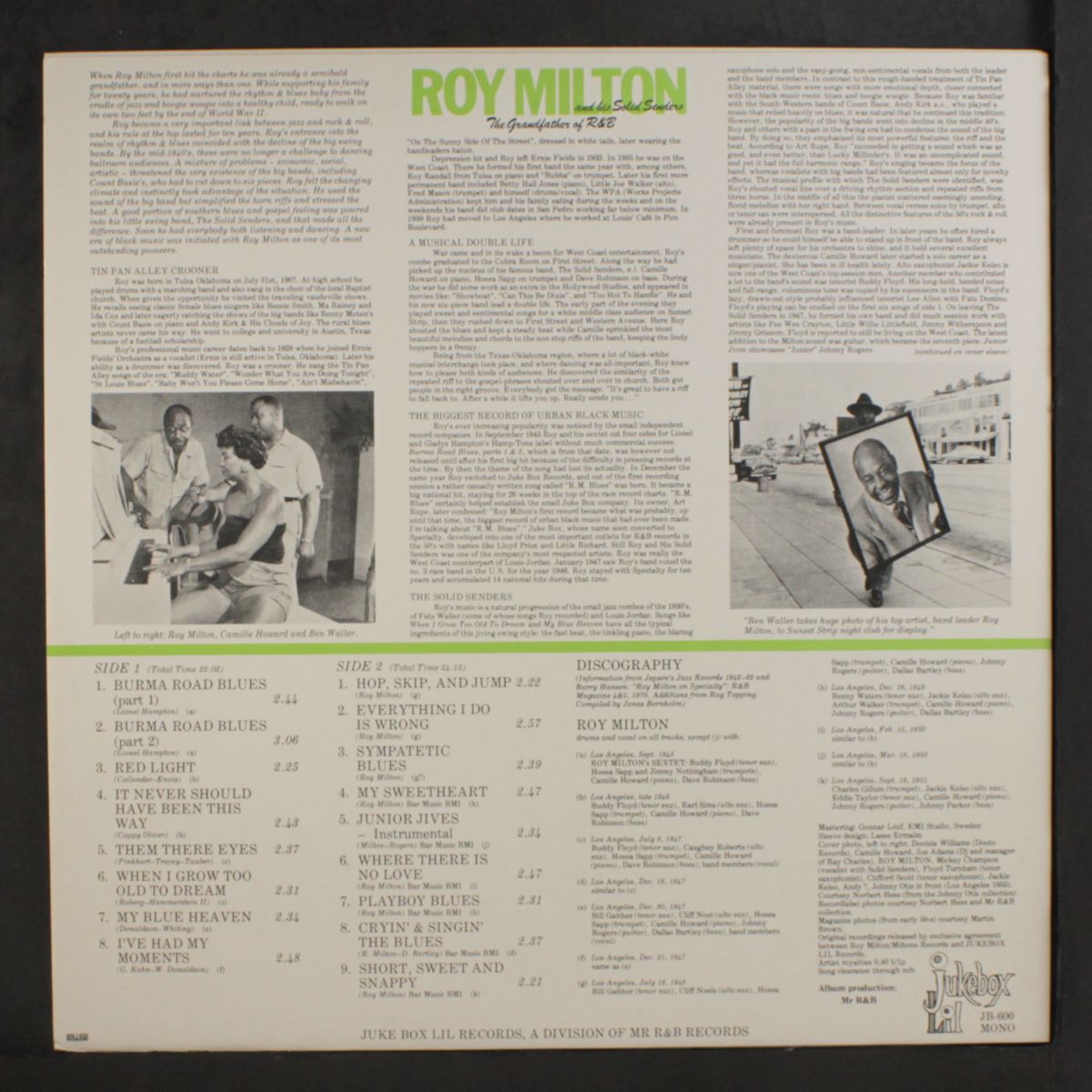 the grandfather of r&b by ROY MILTON