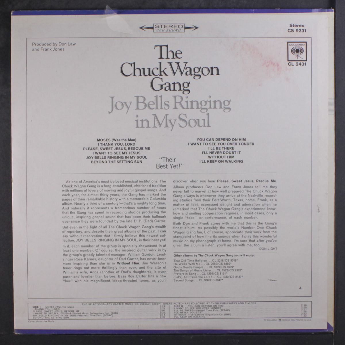 joy bells ringing in my soul by CHUCK WAGON GANG