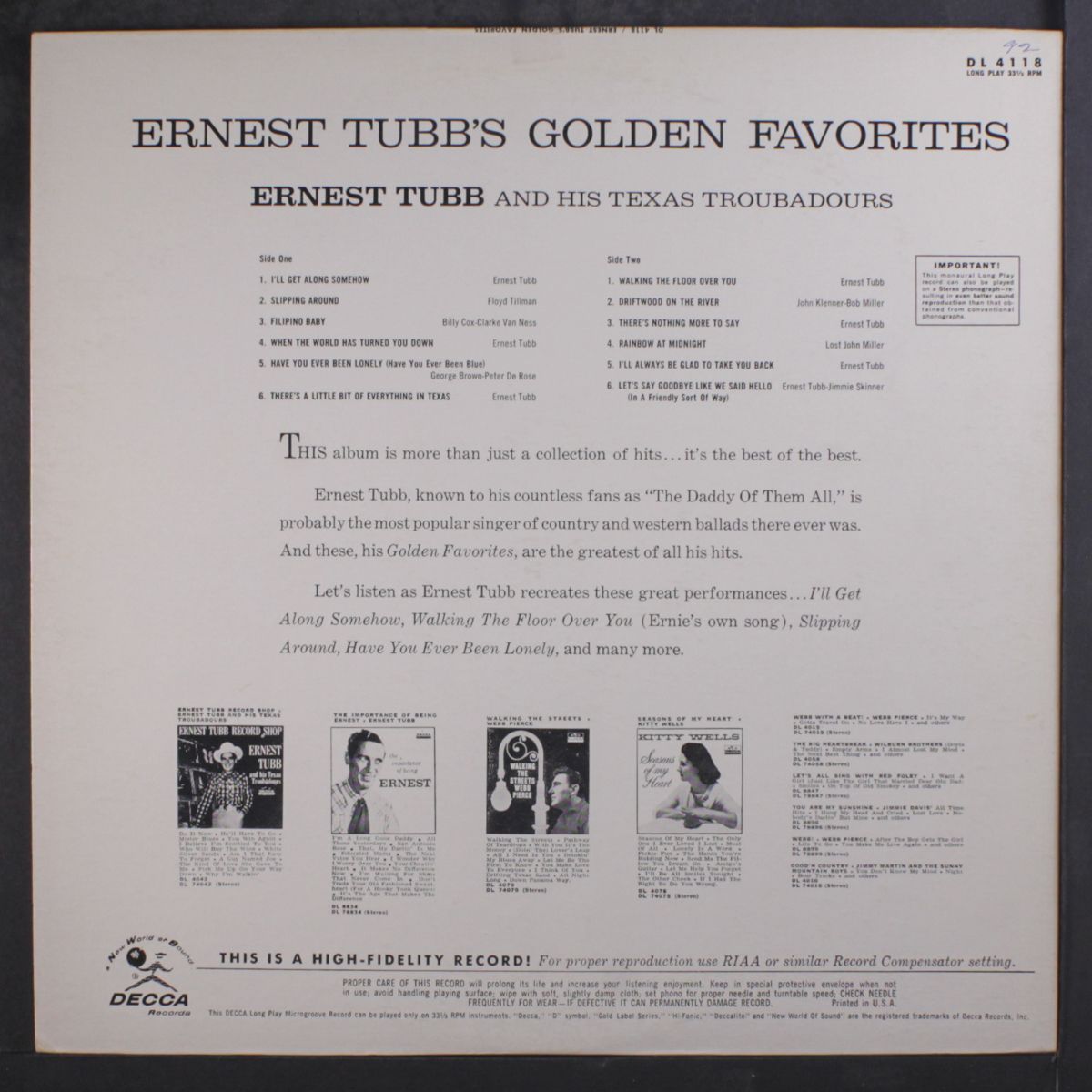 golden favorites by ERNEST TUBB