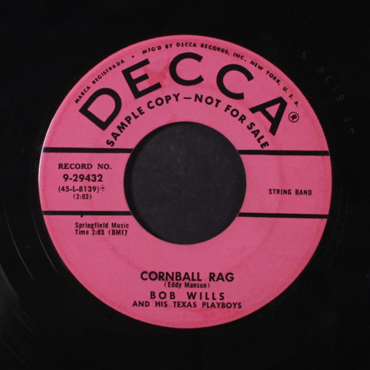 sincerely / cornball rag by BOB WILLS