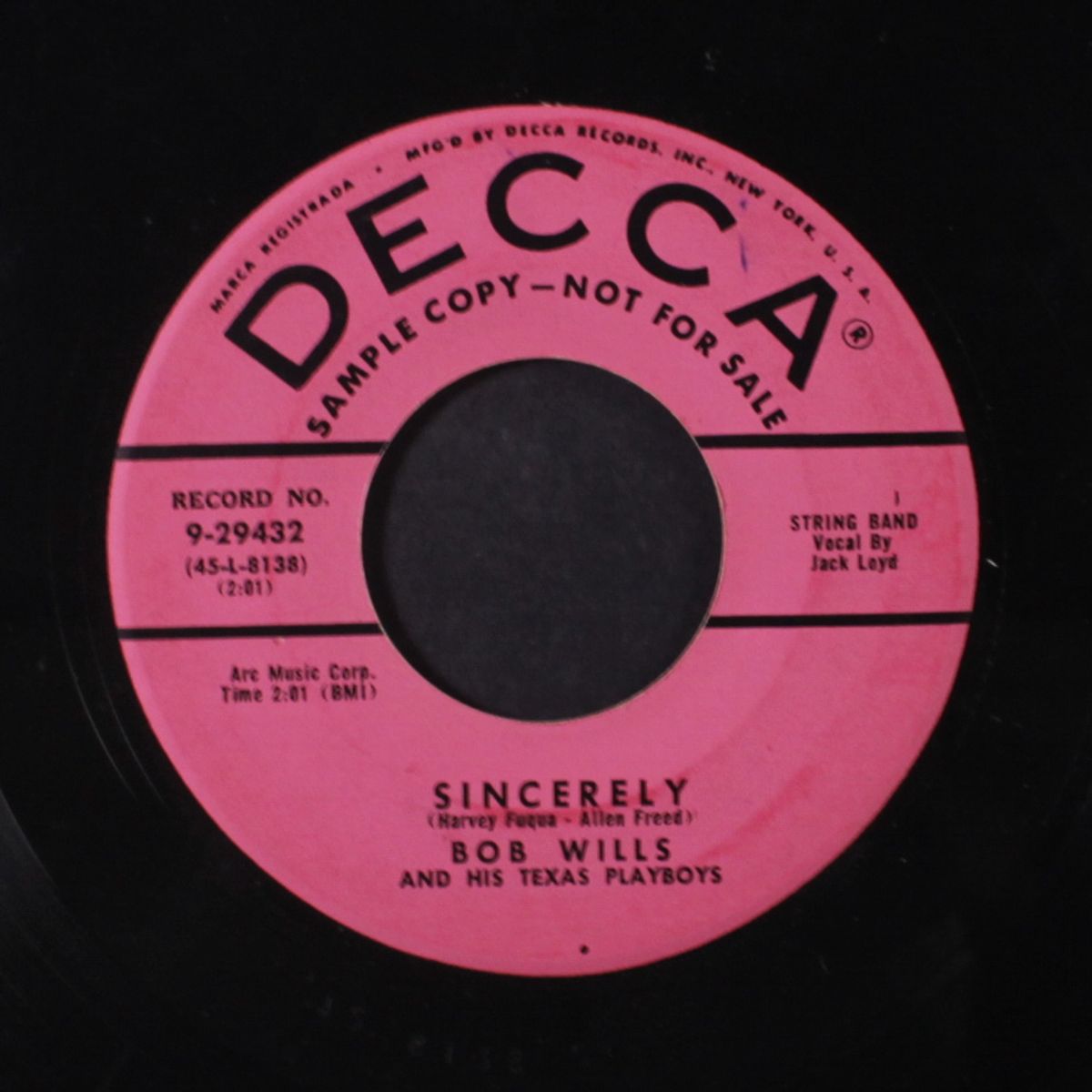 sincerely / cornball rag by BOB WILLS