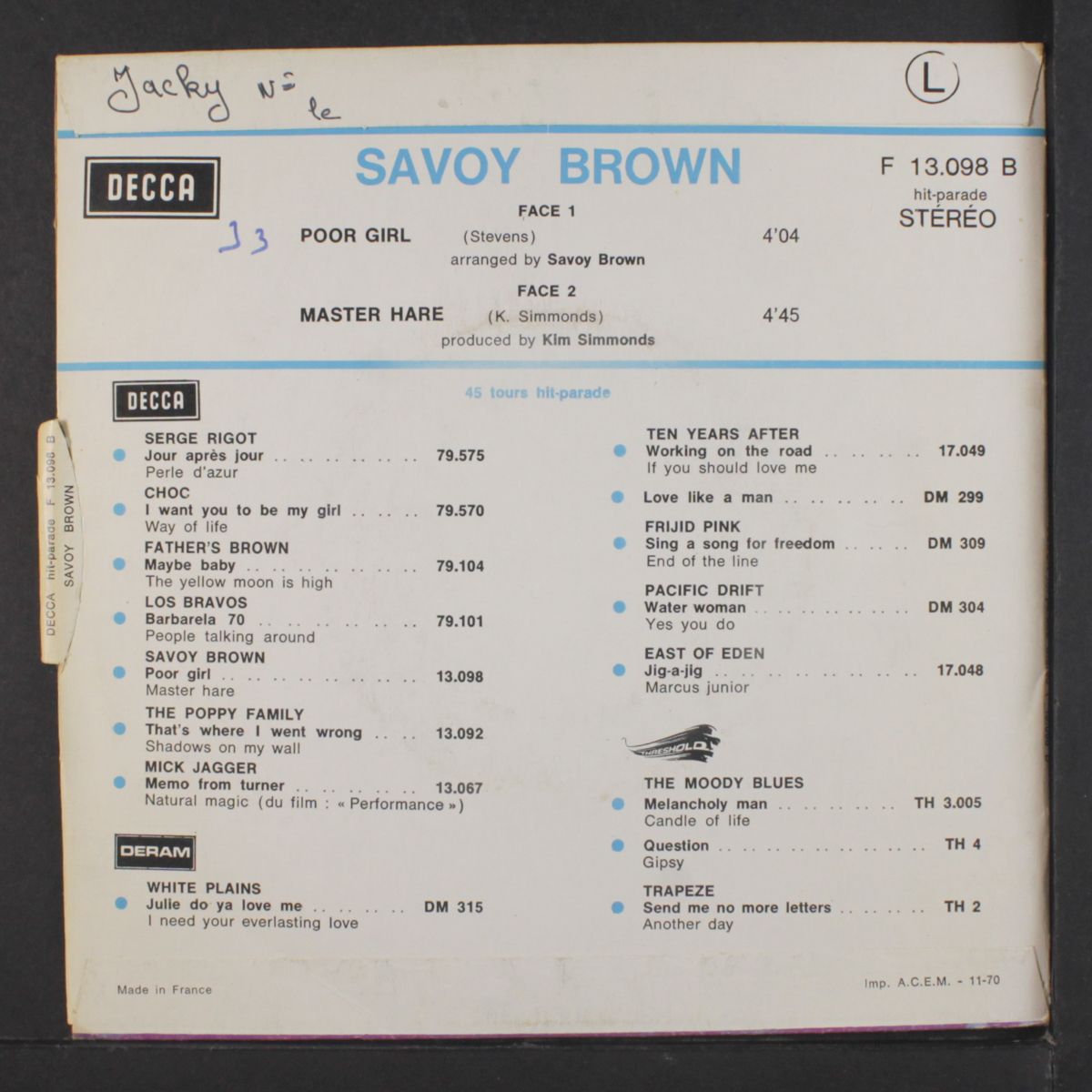 poor girl / master hare by SAVOY BROWN