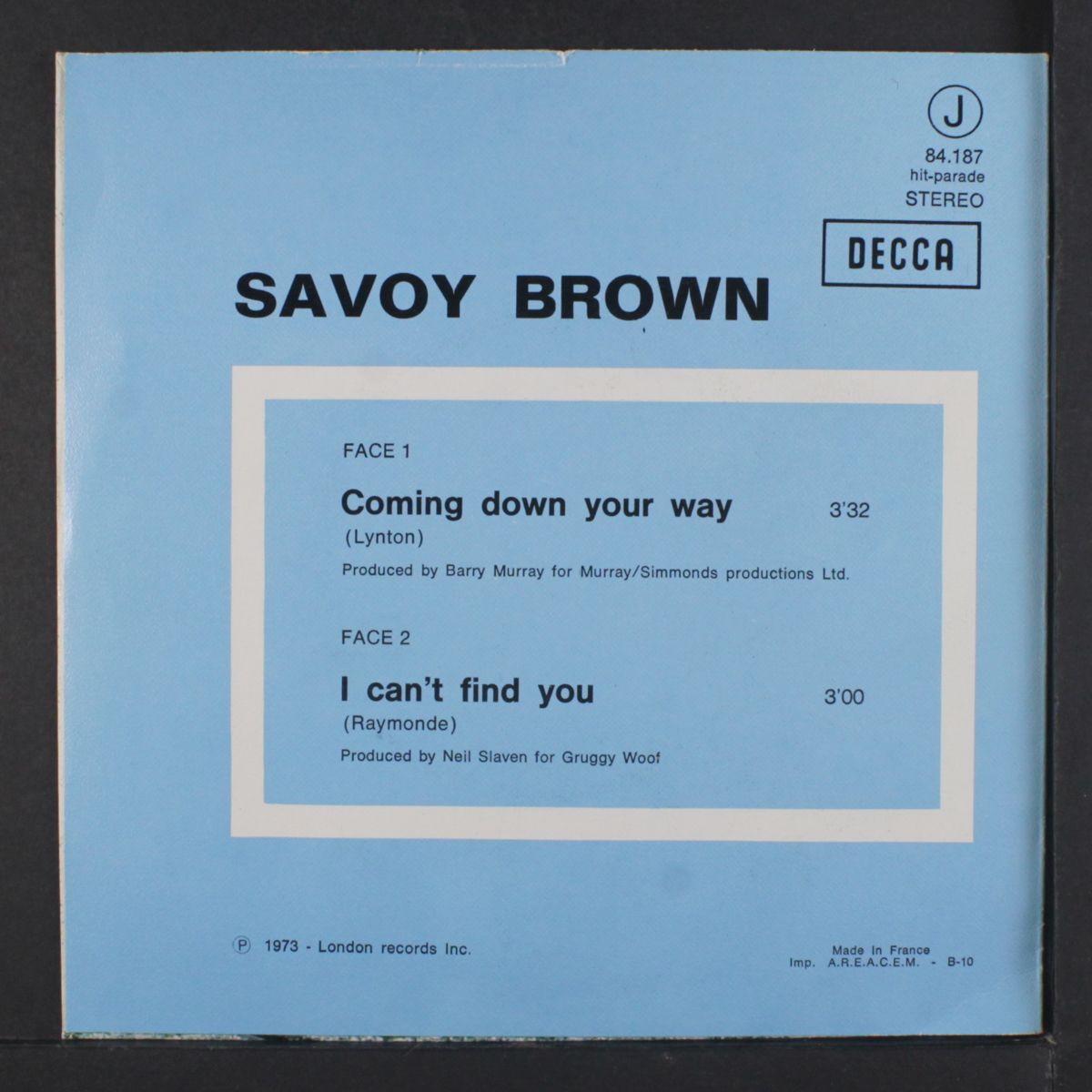 coming down your way / i can't find you by SAVOY BROWN