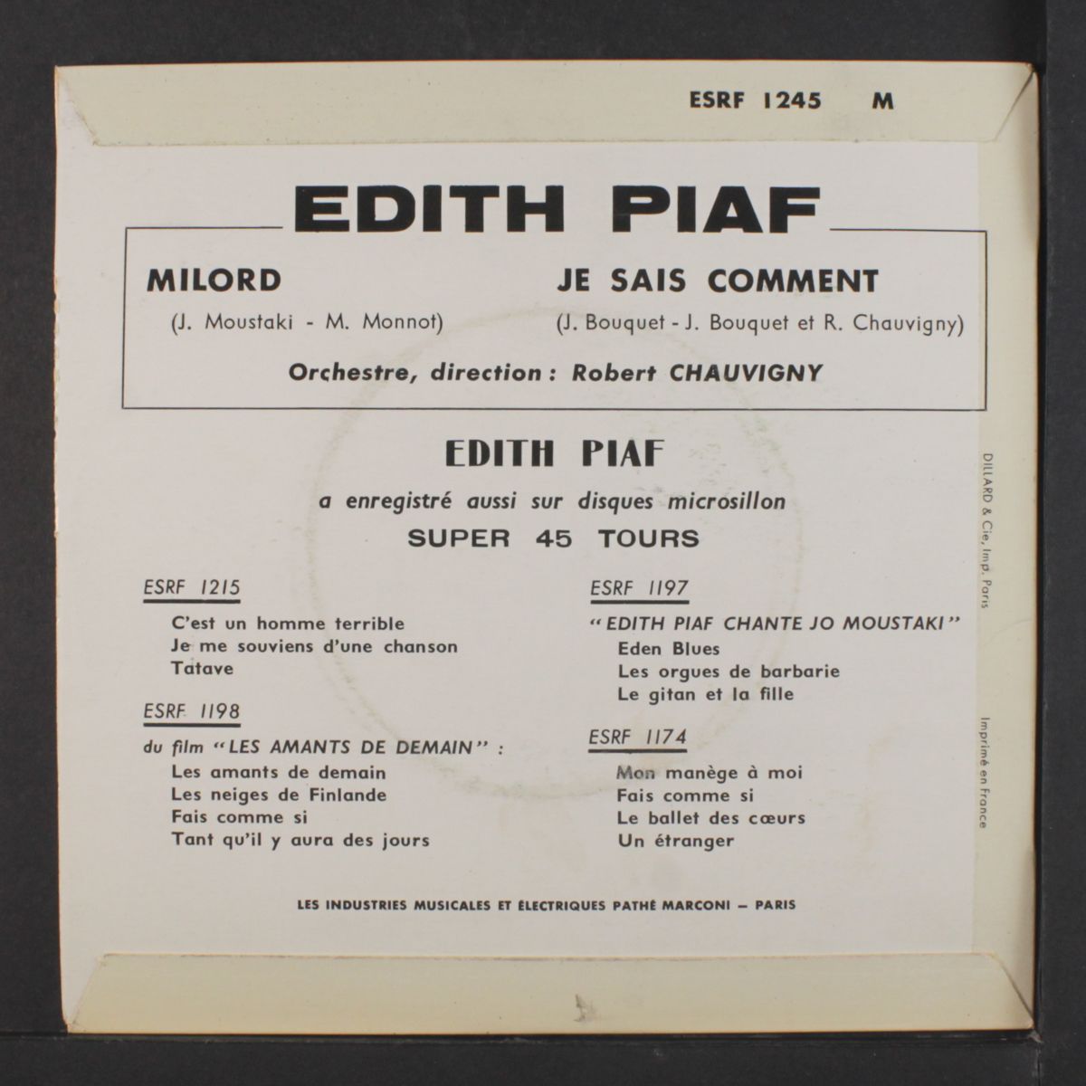 milord / je sais comment by EDITH PIAF