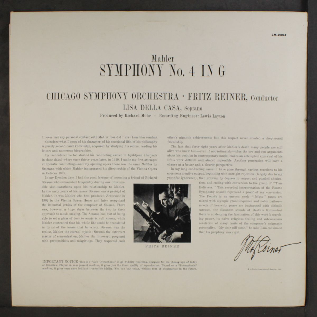 mahler: symphony no. 4 by FRITZ REINER