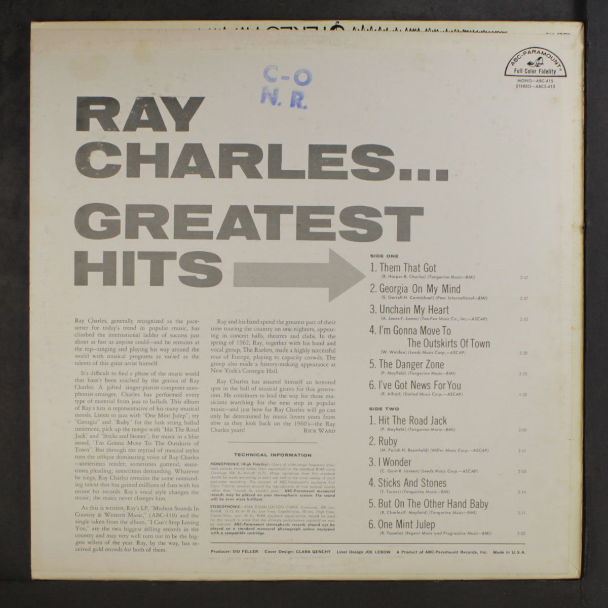 greatest hits by RAY CHARLES