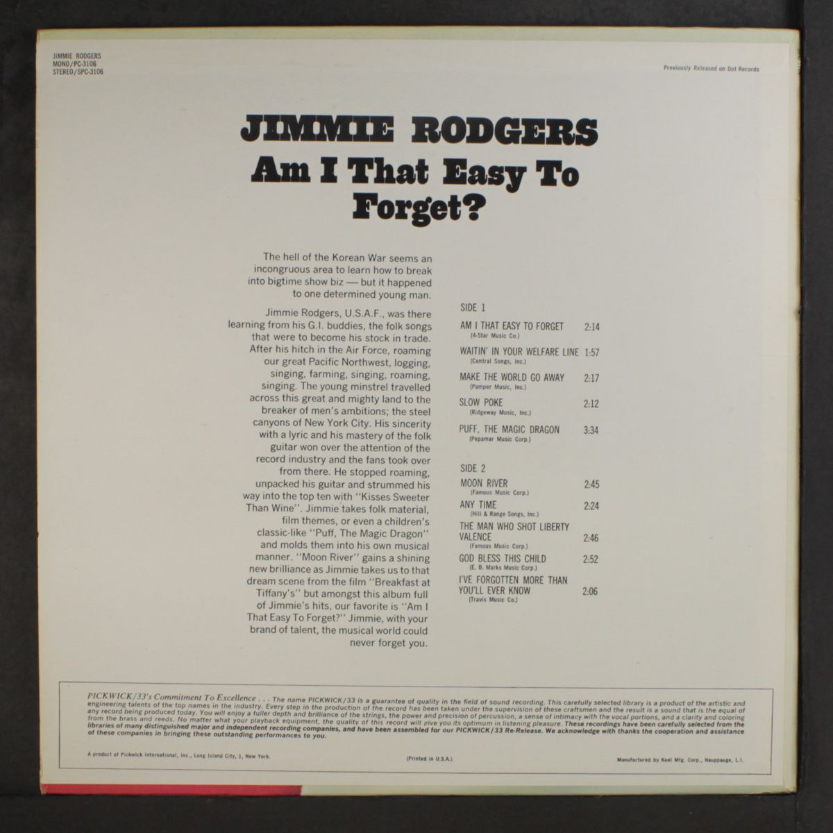 am i that easy to forget? by JIMMIE RODGERS