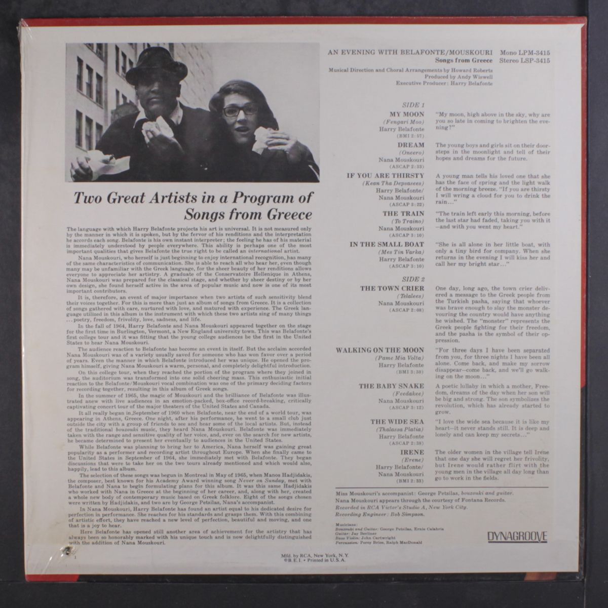 an evening with by HARRY BELAFONTE & NANA MOUSKOURI