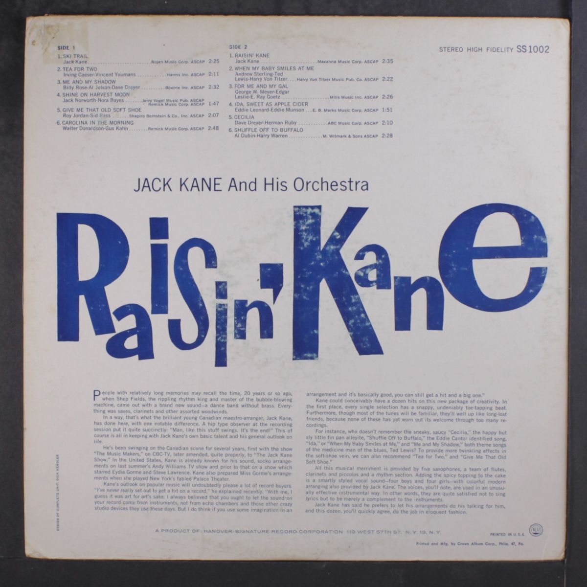 raisin' kane by JACK KANE