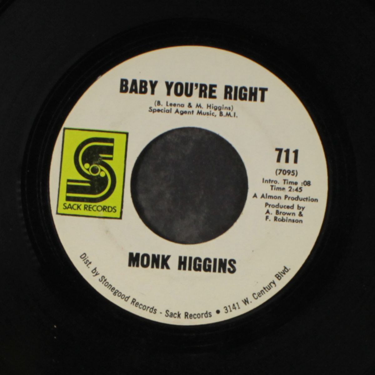 baby you're right / i'll still be there by MONK HIGGINS