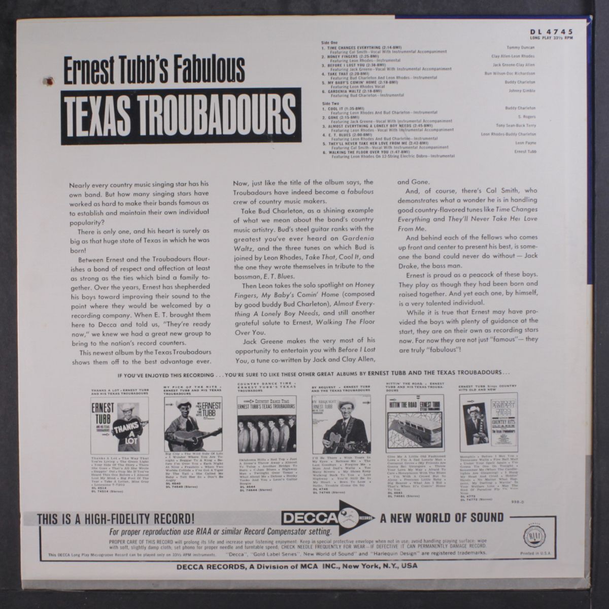 ernest tubb's fabulous texas troubadours by TEXAS TROUBADOURS