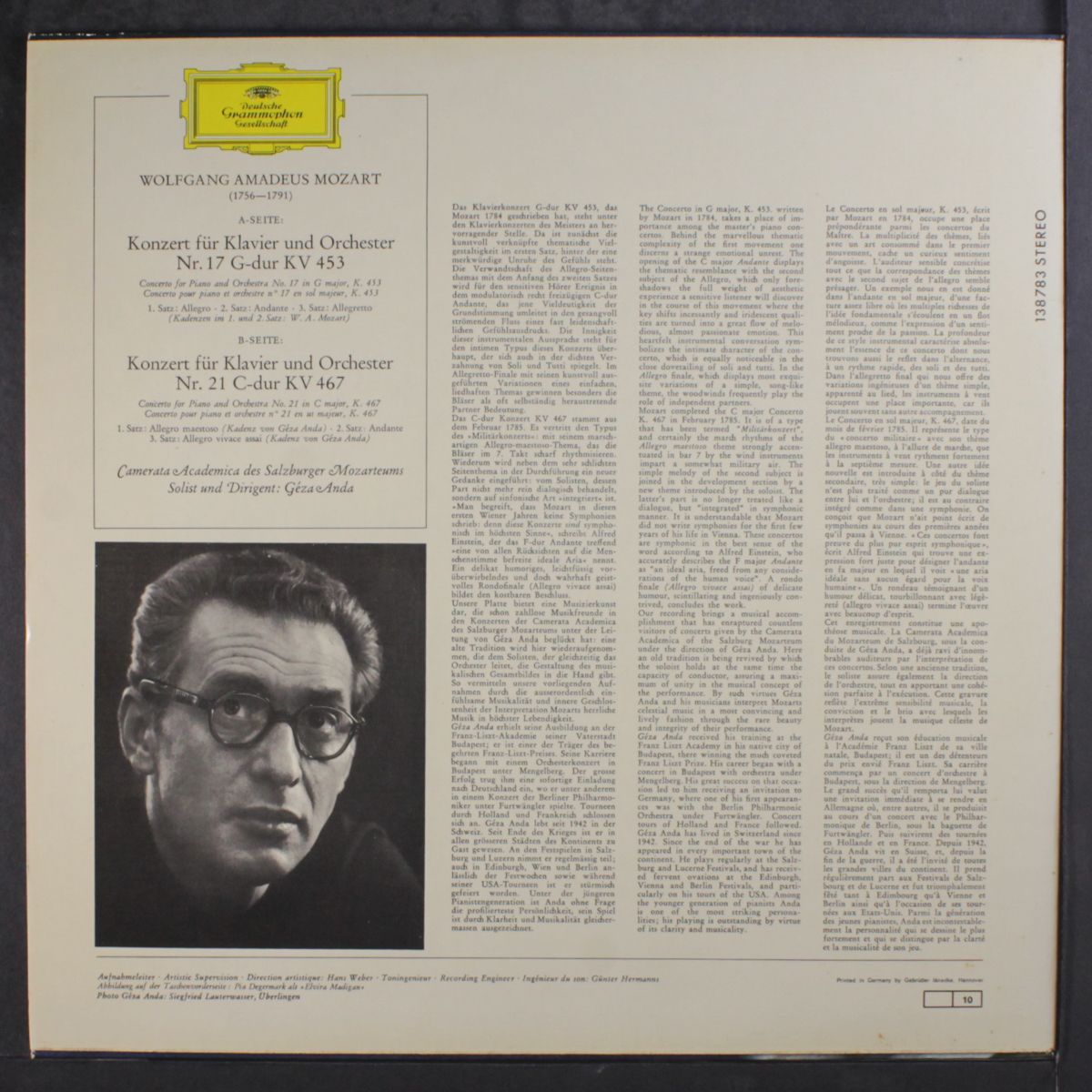 mozart: piano concertos nos. 17 & 21 by GEZA ANDA