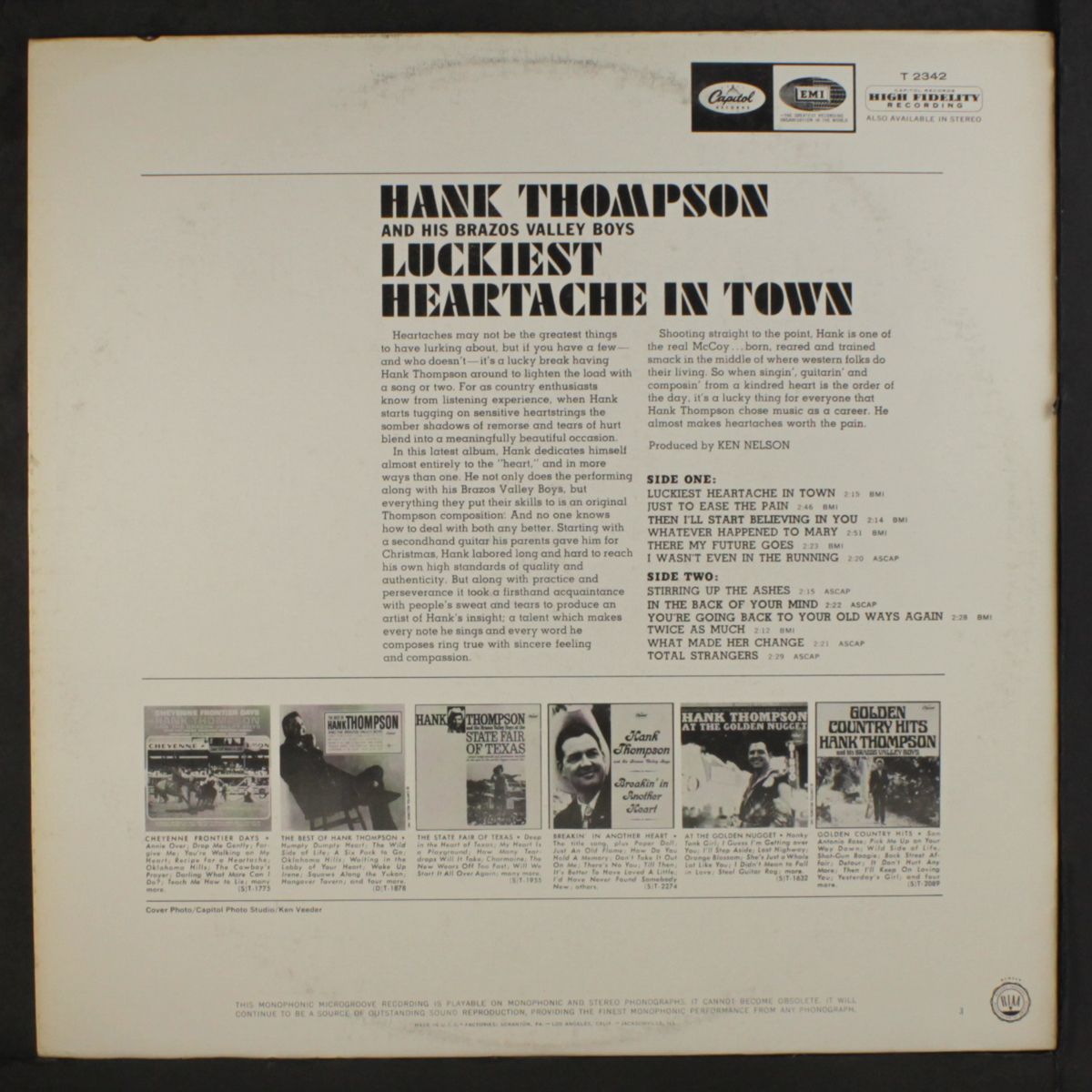 luckiest heartache in town by HANK THOMPSON