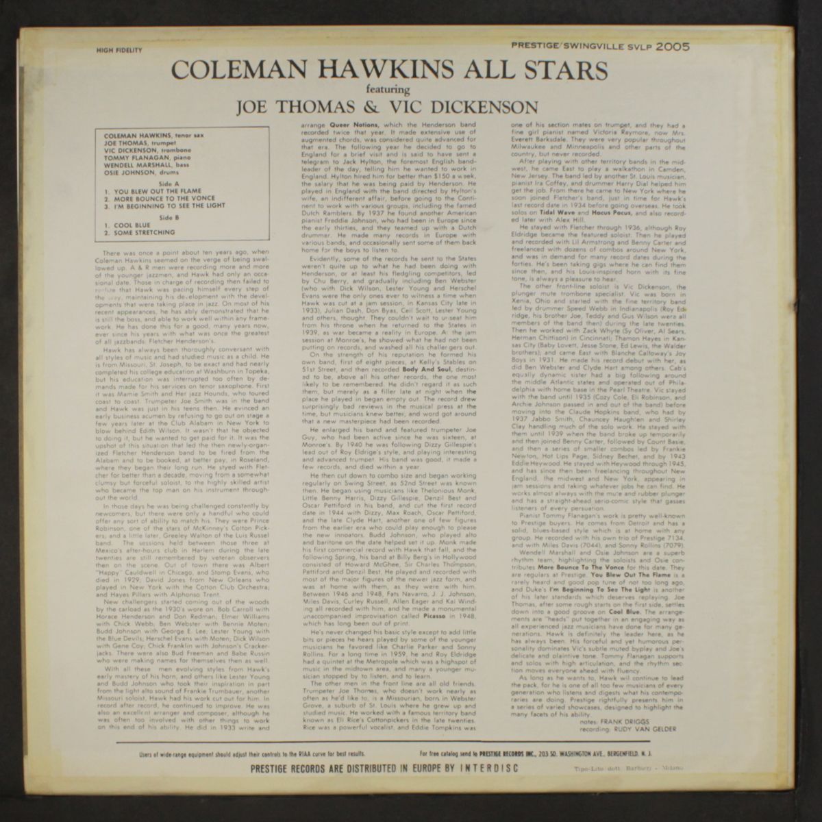 the coleman hawkins all stars by COLEMAN HAWKINS