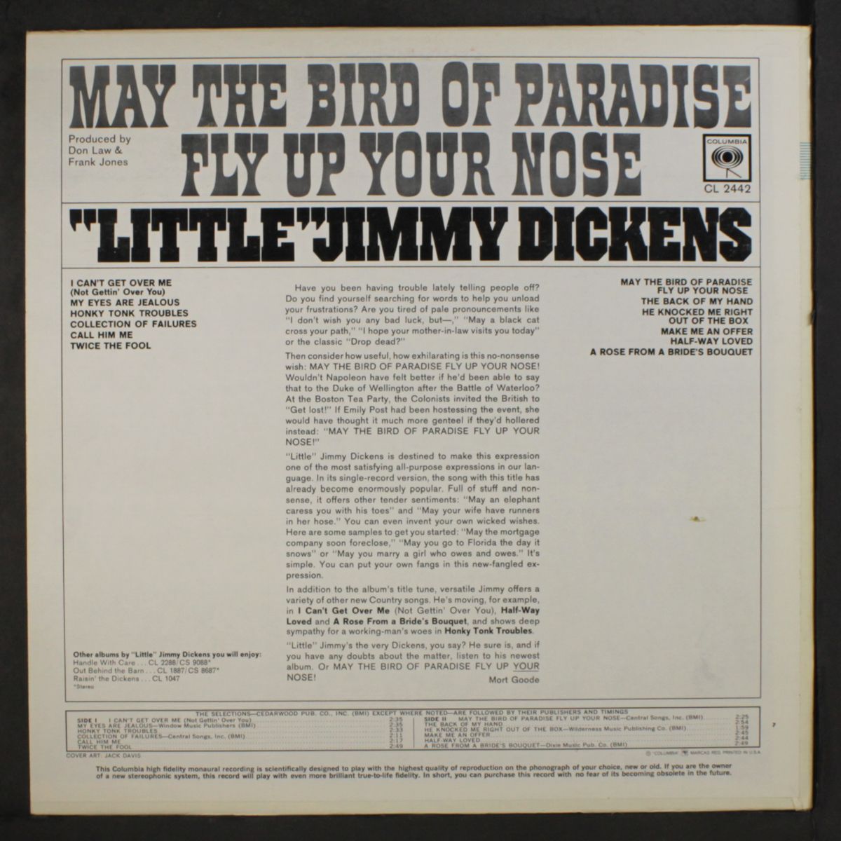 may the bird of paradise fly up your nose by LITTLE JIMMY DICKENS