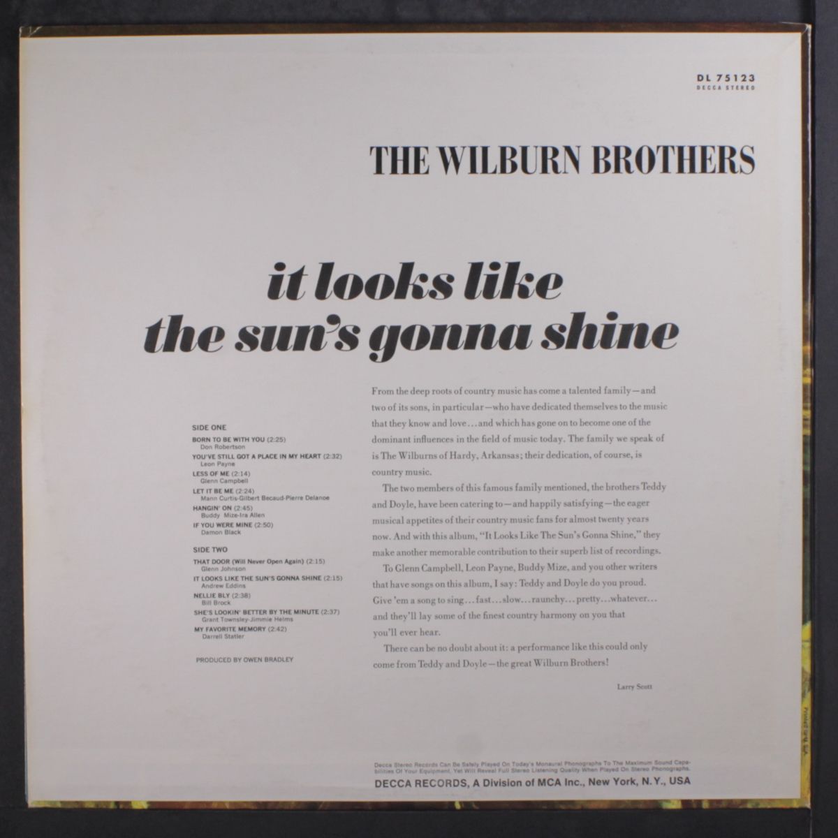it looks like the sun's gonna shine by WILBURN BROTHERS