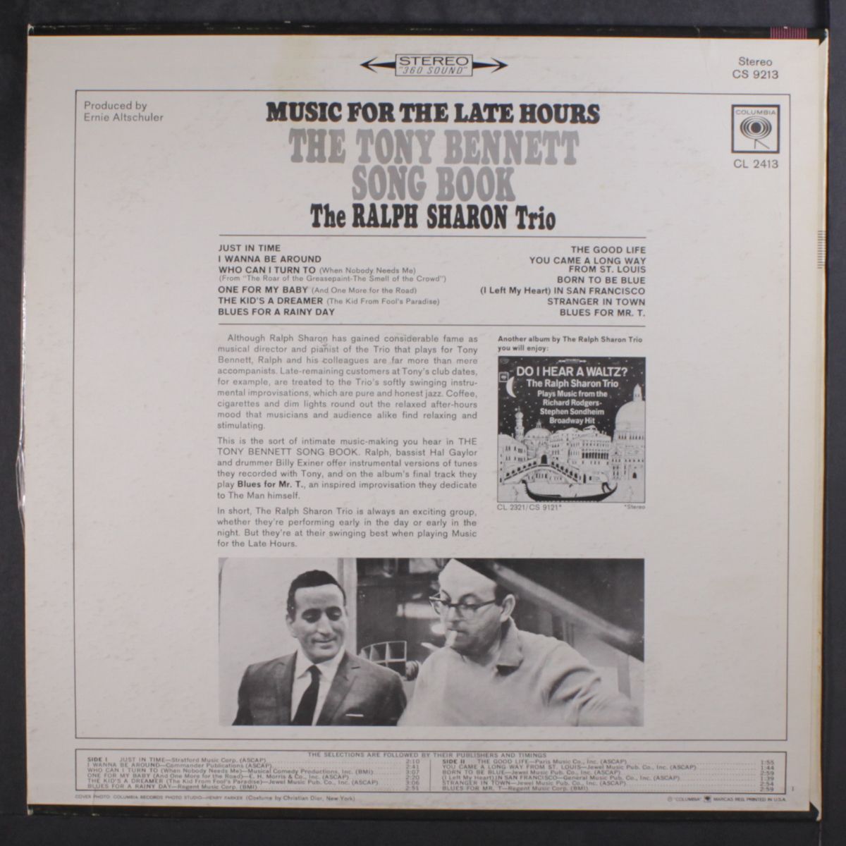 music for the late hours: the tony bennett song book by RALPH SHARON