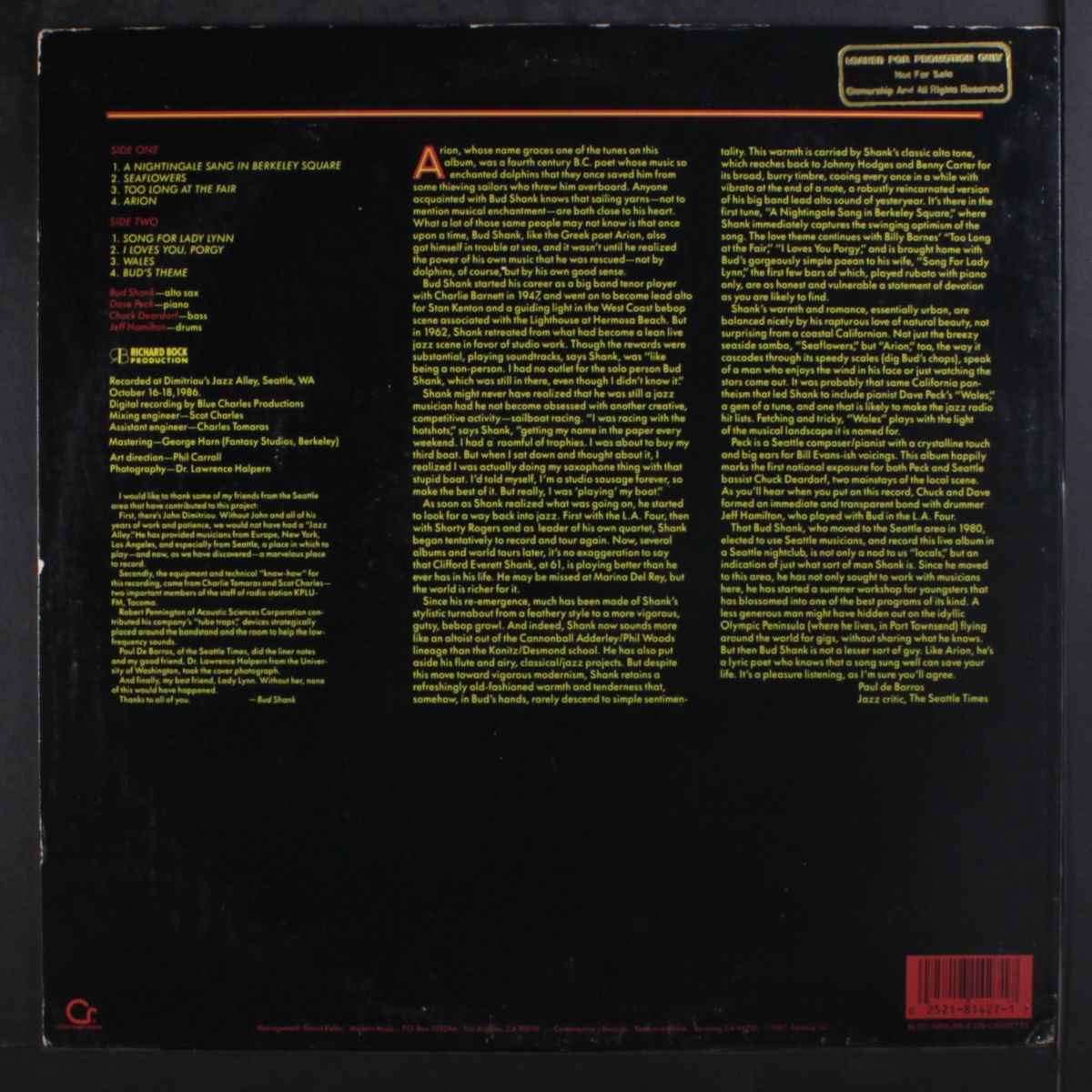 at jazz alley by BUD SHANK QUARTET