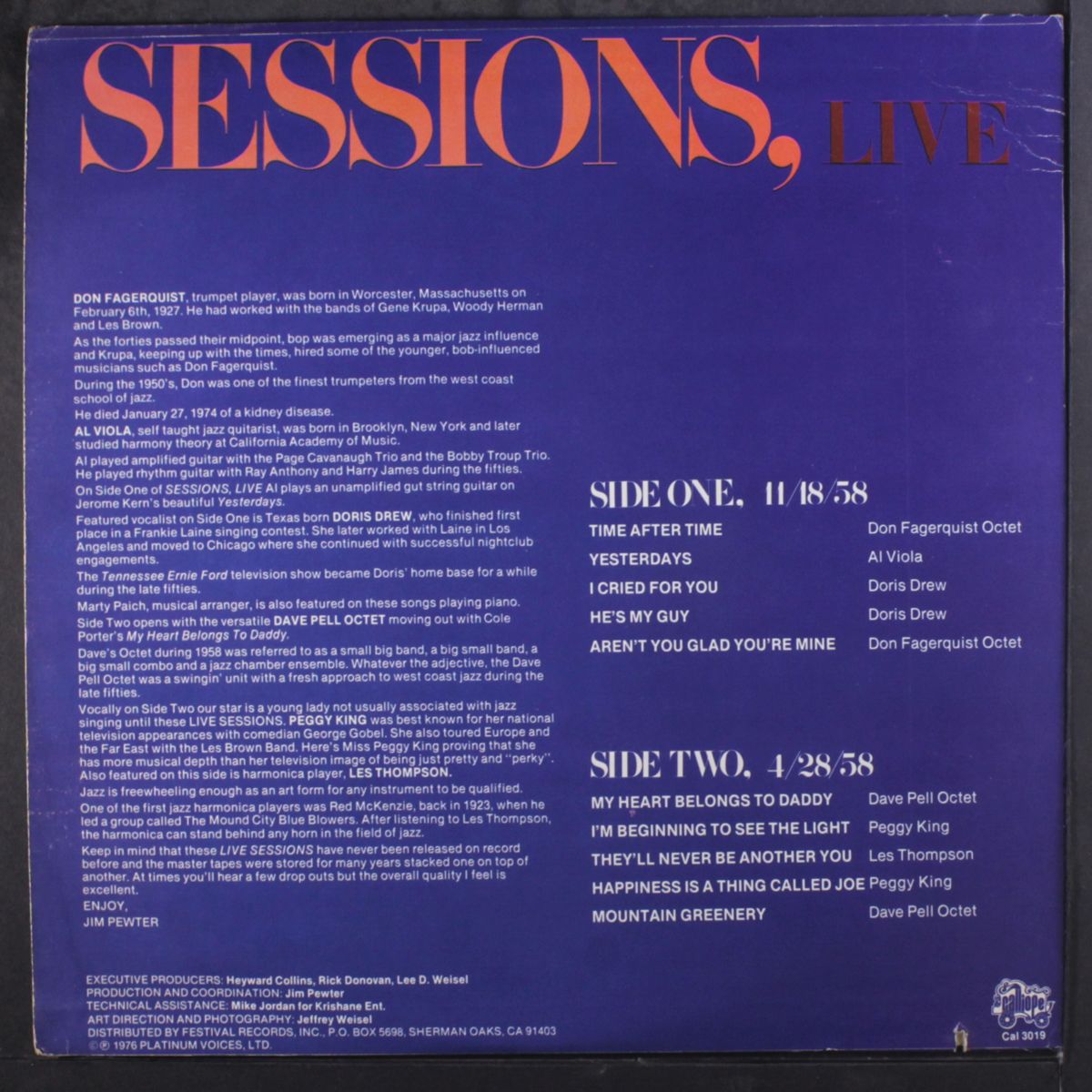 sessions, live by DON FAGERQUIST, DAVE PELL, AND AL VIOLA