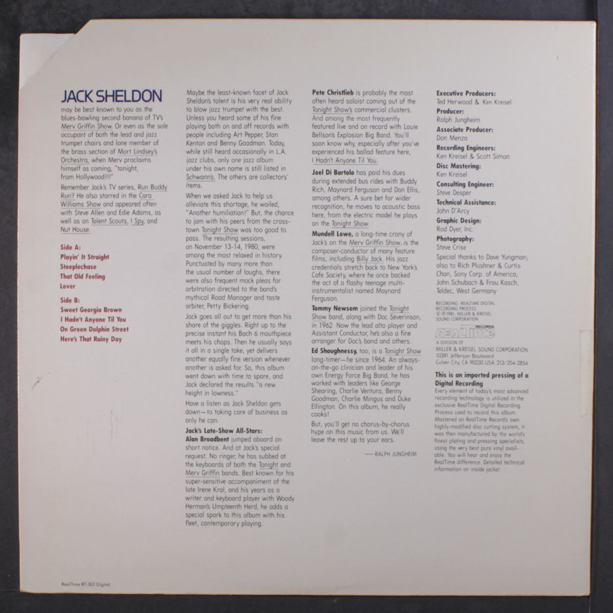 playin' it straight by JACK SHELDON
