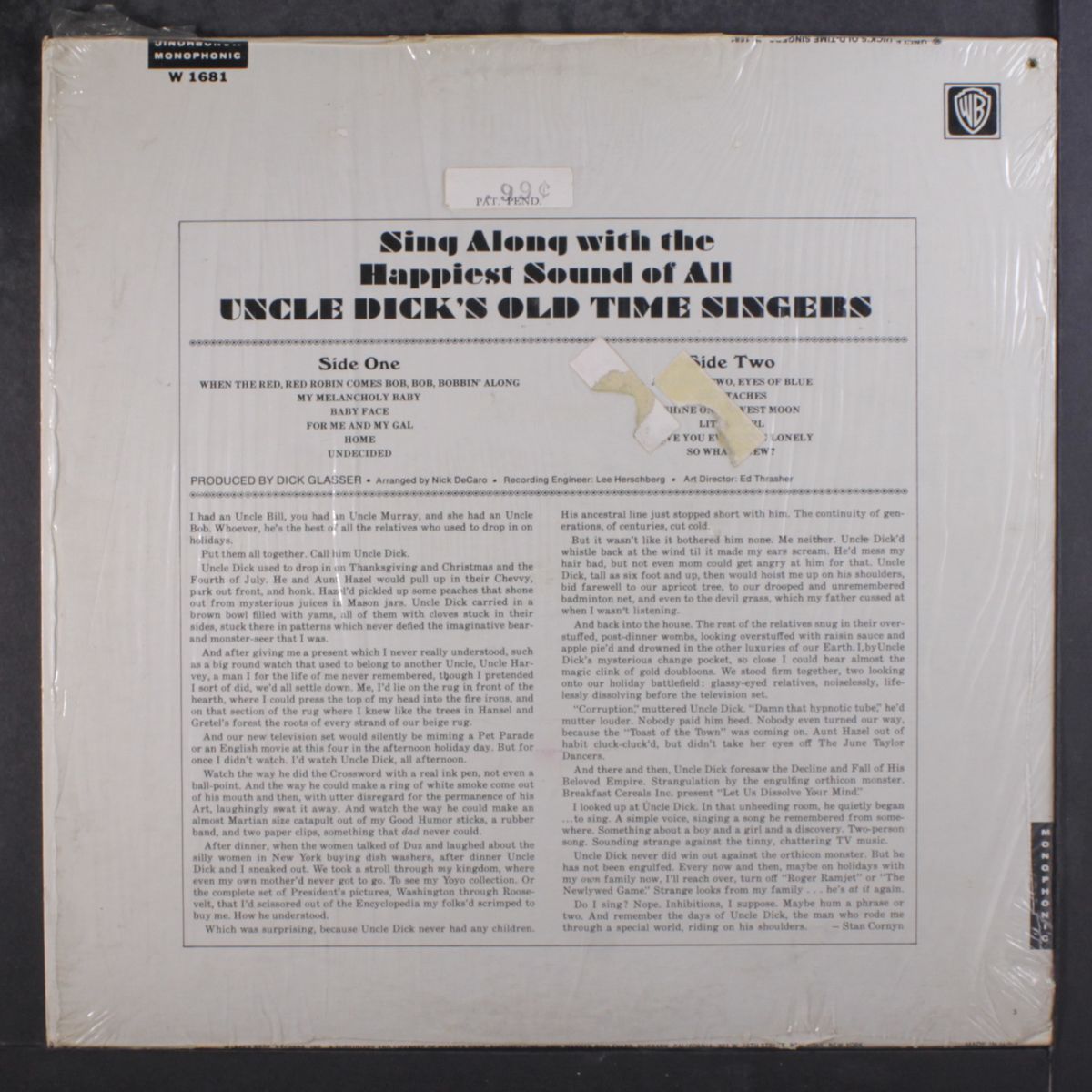 sing along with by UNCLE DICK'S OLD TIME SINGERS